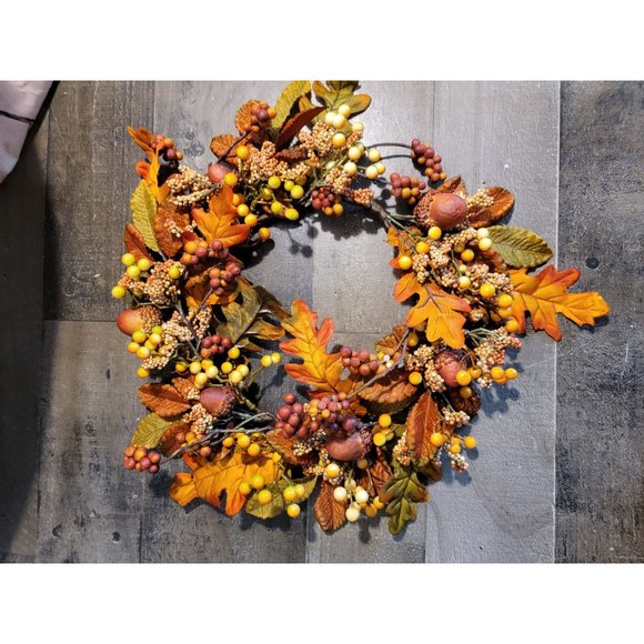 Fall Autumn wreath acorn leaf leaves Thanksgiving decor - Picture 3 of 4
